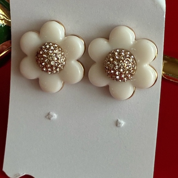 KATE SPADE Earrings,Kate Spade Cream Floral Earrings with Gold Center - Picture 3 of 7